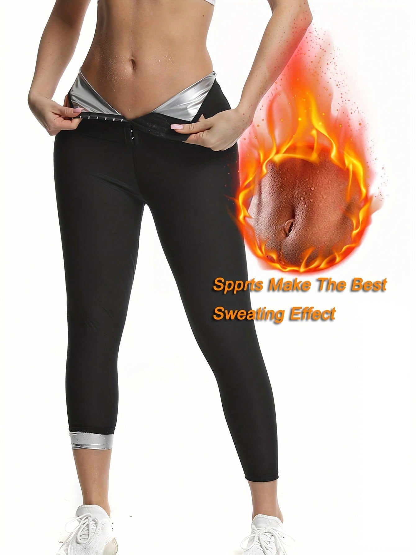 Compression Long Pant - Damskie spodnie do sauny, wysoki stan,