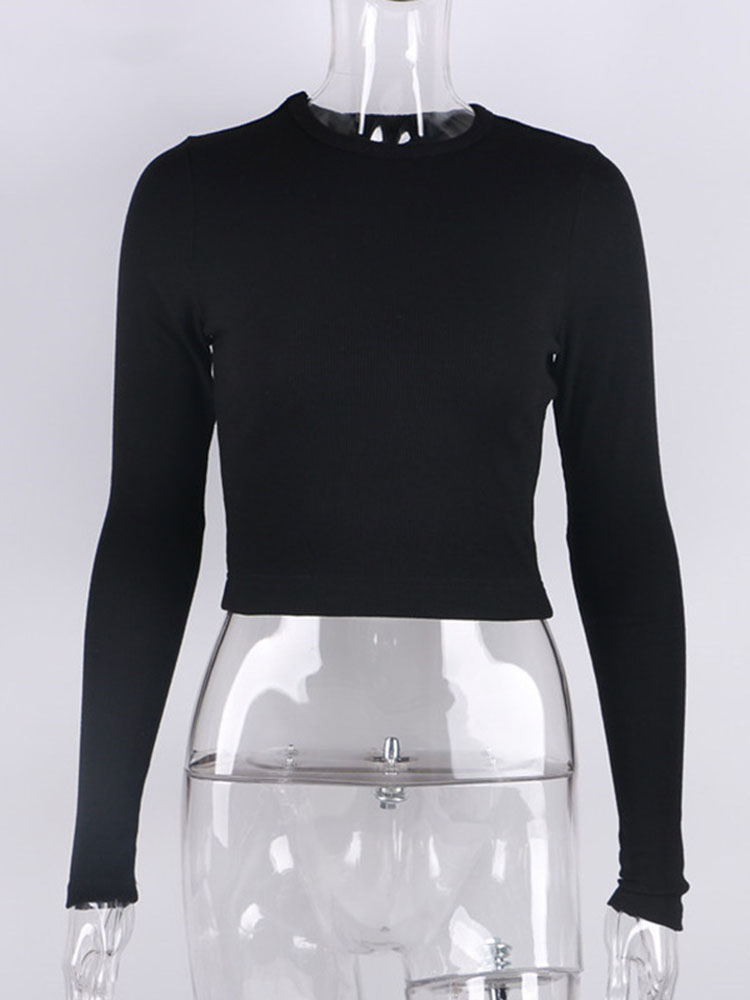 O Neck Long Sleeve Shirt Women – Tank Top Ribbed recenzja i cena